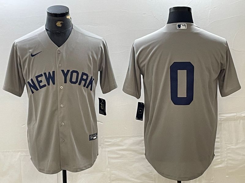 Men New York Yankees 0 No name Grey Nike Game 2024 MLB Jersey style 1